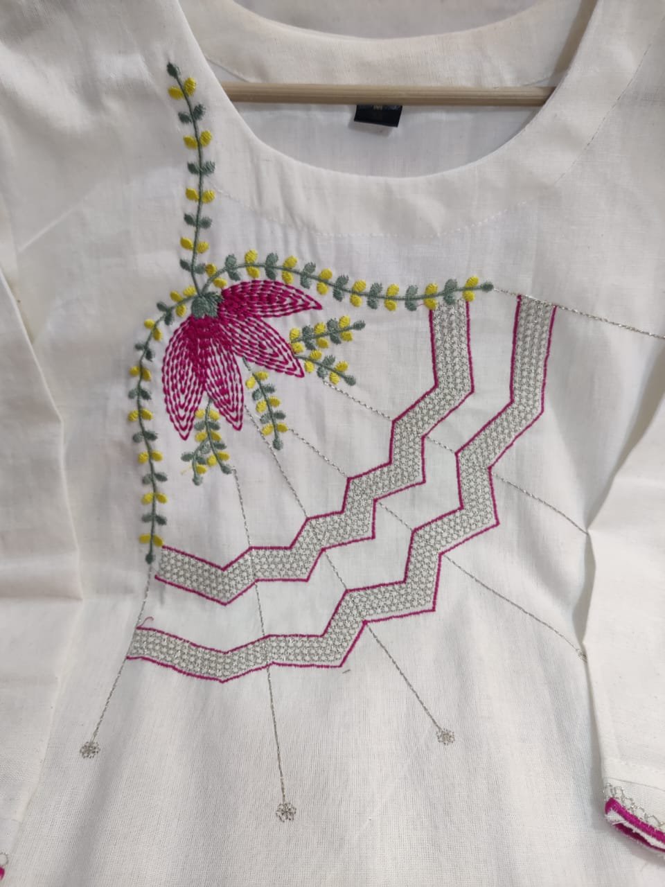 White Cotton Flex Embroidered Co-Ord Set